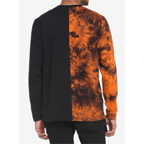 Hot Topic Black & Orange Horrific Split Wash Long-Sleeve T-Shirt Adult Small - Picture 5 of 9